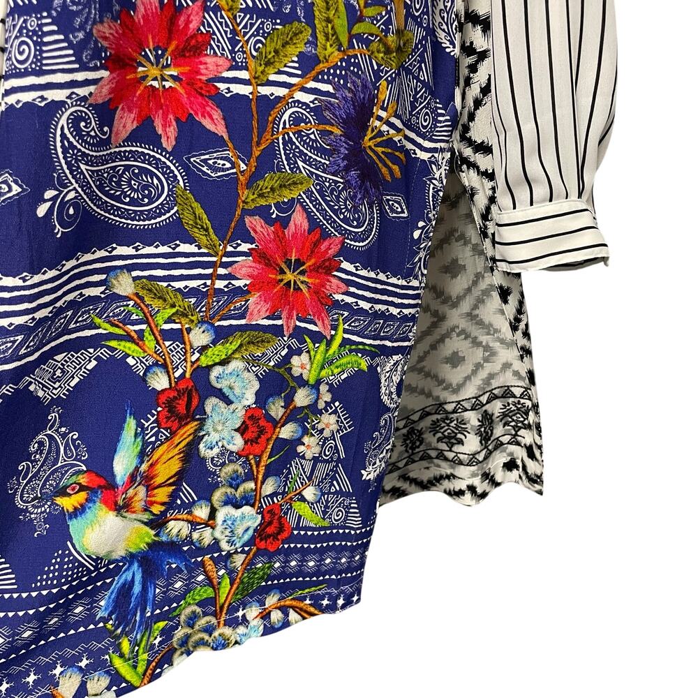 John Mark Mixed Print Patchwork Floral Striped Bu… - image 3